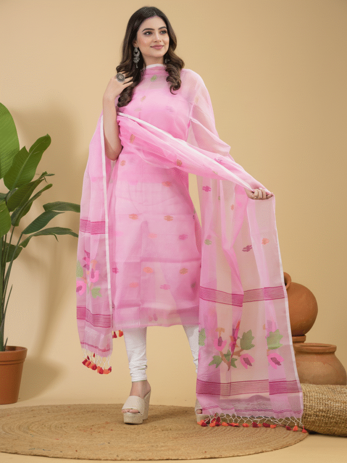 Muslin Jamdani Suit (UNSTITCHED) – Elegant 2-Piece Set