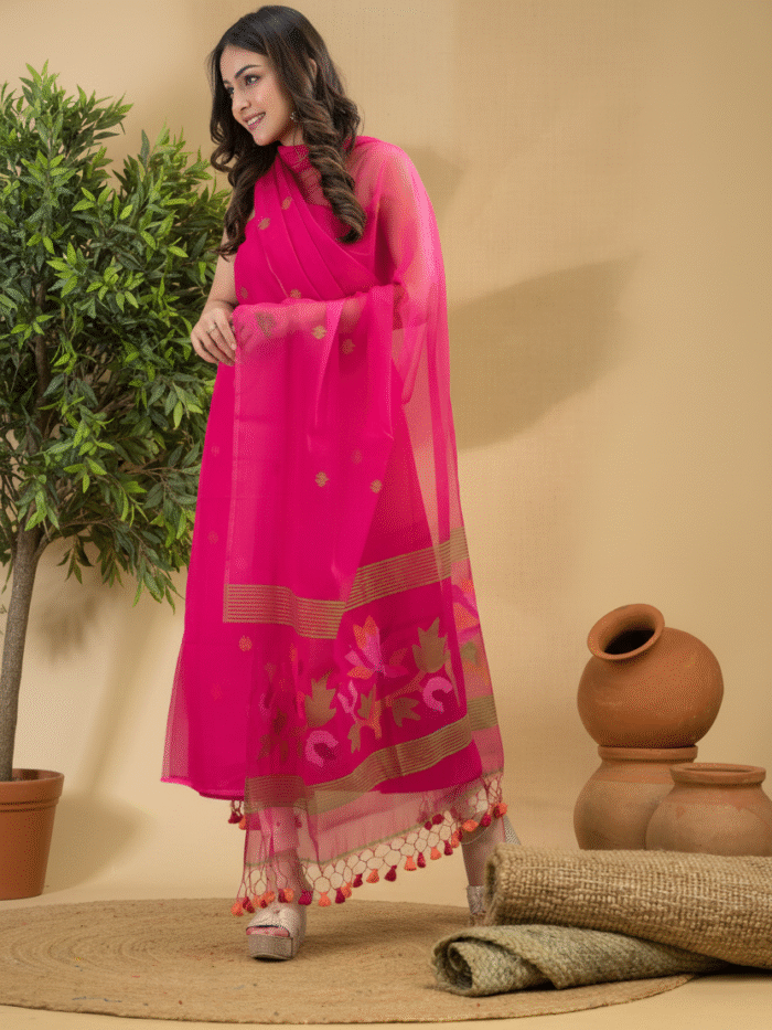 Muslin Jamdani Suit (UNSTITCHED) – Elegant 2-Piece Set