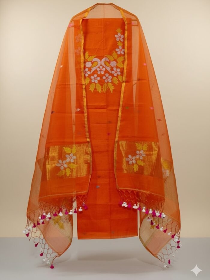 Muslin Jamdani Suit (UNSTITCHED) – Elegant 2-Piece Set