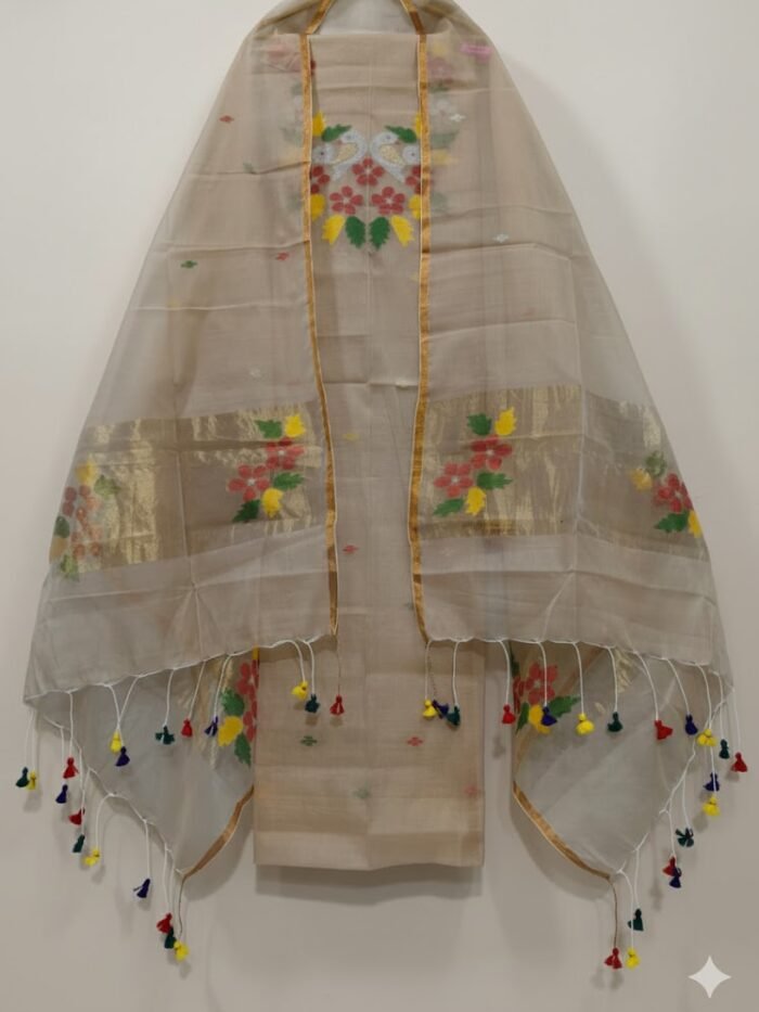 Muslin Jamdani Suit (UNSTITCHED) – Elegant 2-Piece Set