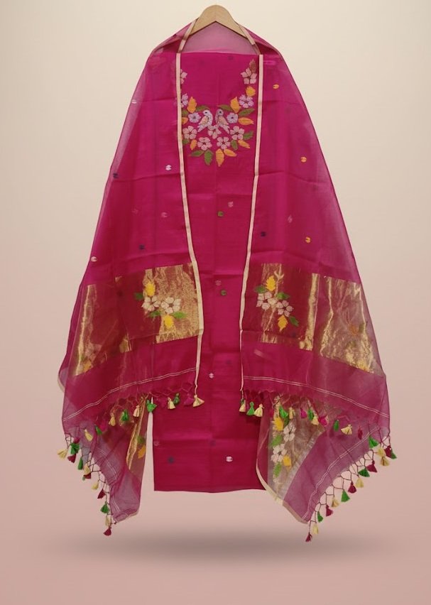 Muslin Jamdani Suit (UNSTITCHED) – Elegant 2-Piece Set