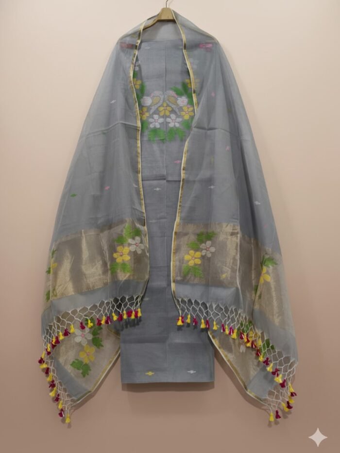 Muslin Jamdani Suit (UNSTITCHED) – Elegant 2-Piece Set