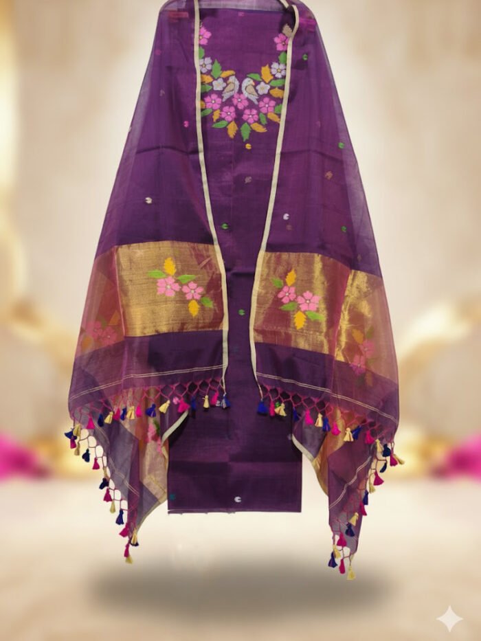 Muslin Jamdani Suit (UNSTITCHED) – Elegant 2-Piece Set