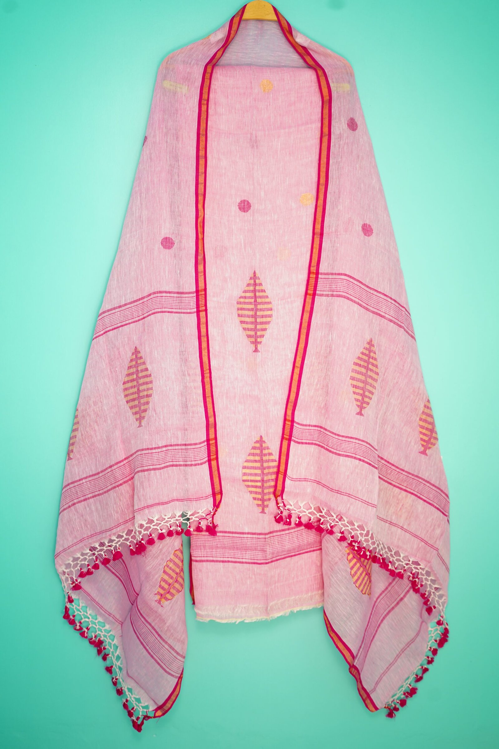 Pure Linen Unstitched Jamdani Suit – Elegant 2-Piece Set