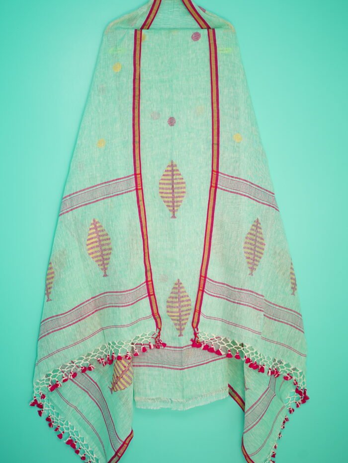 Pure Linen Unstitched Jamdani Suit – Elegant 2-Piece Set