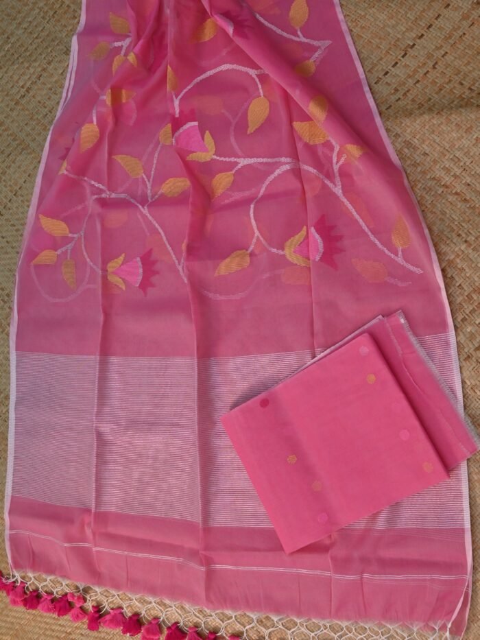 Pure Muslin Jamdani Unstitched Suit Set – Elegant 2-Piece