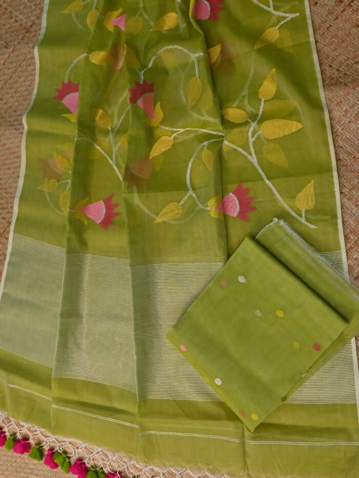 Pure Muslin Jamdani Unstitched Suit Set – Elegant 2-Piece