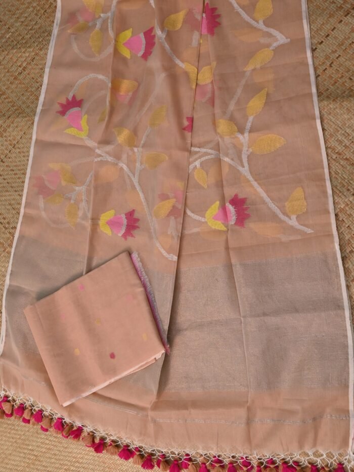 ure Muslin Jamdani Unstitched Suit Set – Elegant 2-Piece