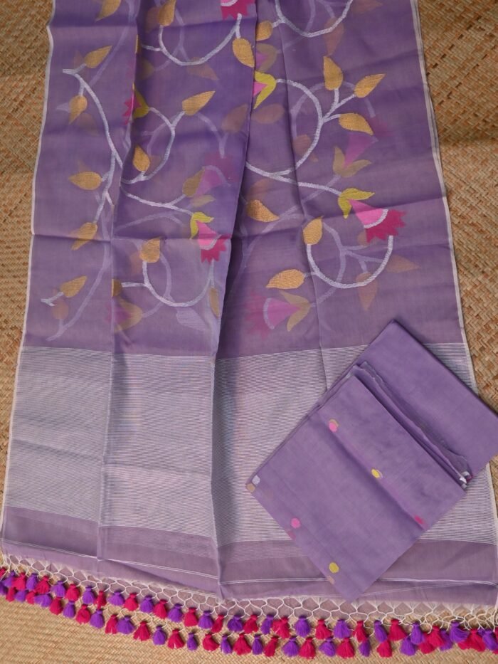 Pure Muslin Jamdani Unstitched Suit Set – Elegant 2-Piece