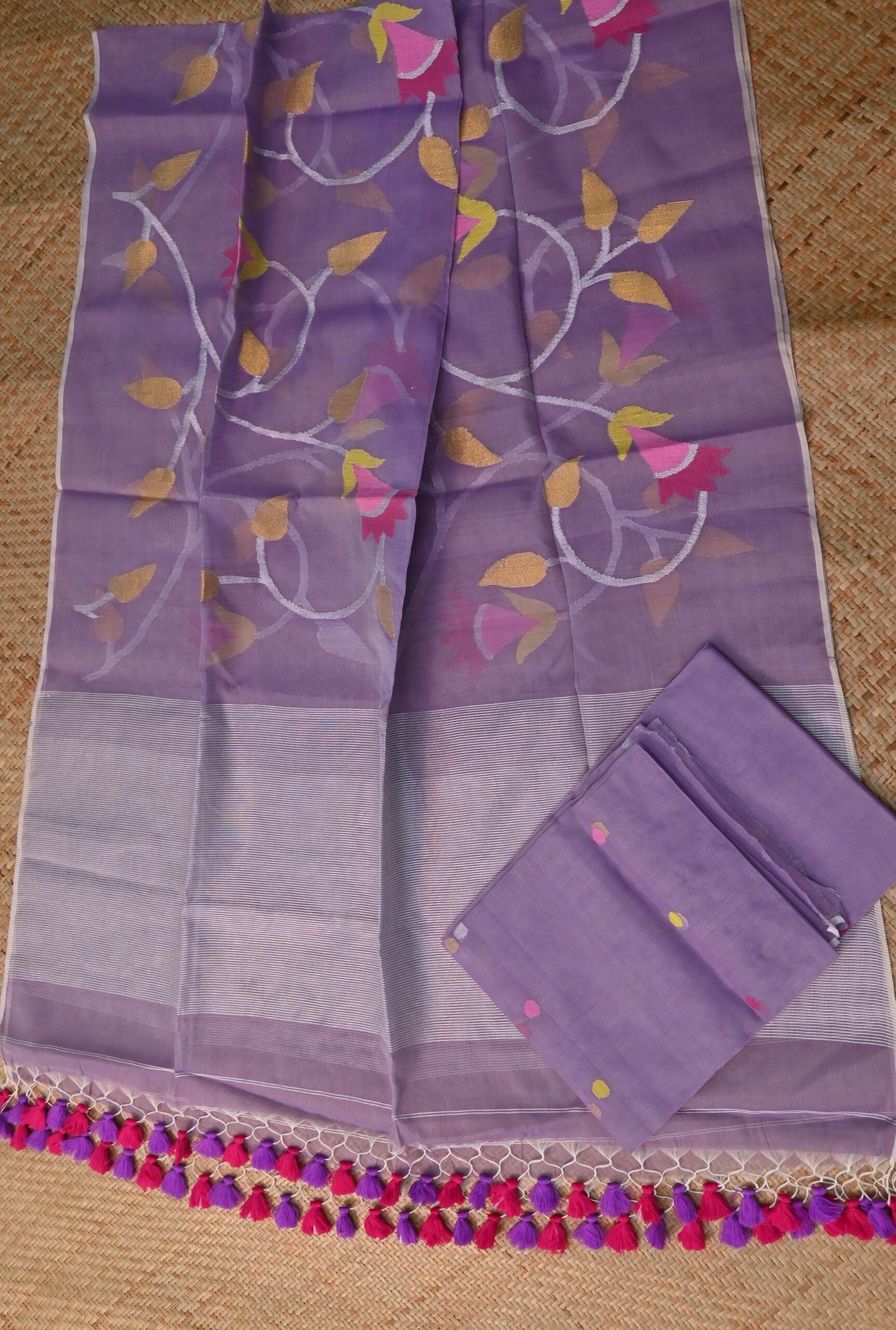 Pure Muslin Jamdani Unstitched Suit Set – Elegant 2-Piece