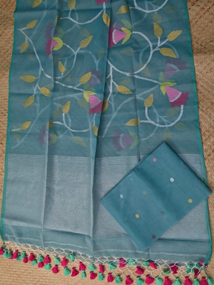 Pure Muslin Jamdani Unstitched Suit Set – Elegant 2-Piece