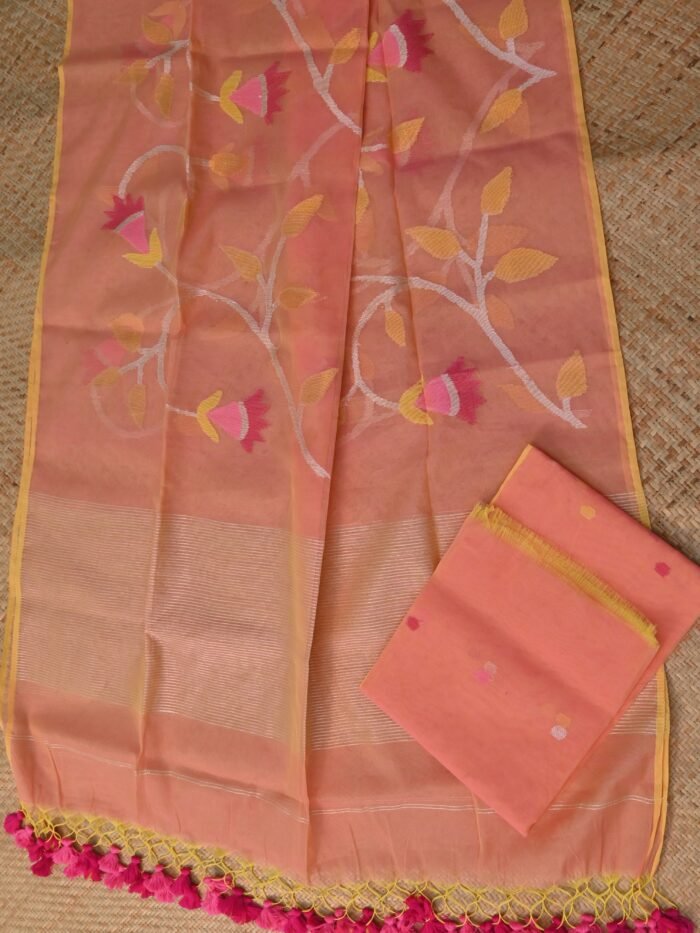 Pure Muslin Jamdani Unstitched Suit Set – Elegant 2-Piece