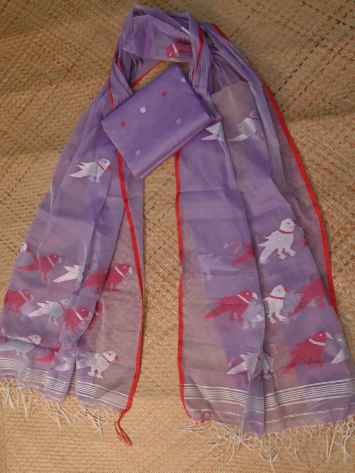 Muslin Jamdani Suit (UNSTITCHED) – Elegant 2-Piece Set