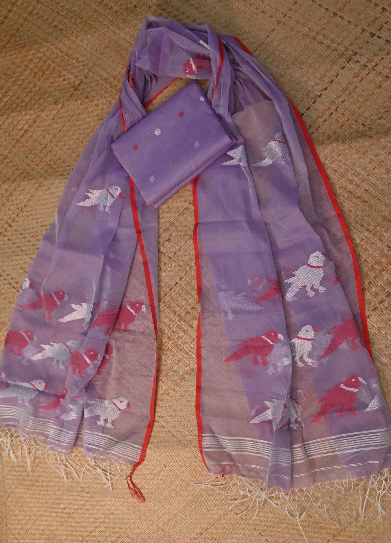 Muslin Jamdani Suit (UNSTITCHED) – Elegant 2-Piece Set