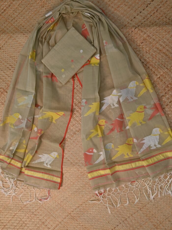 Muslin Jamdani Suit (UNSTITCHED) – Elegant 2-Piece Set