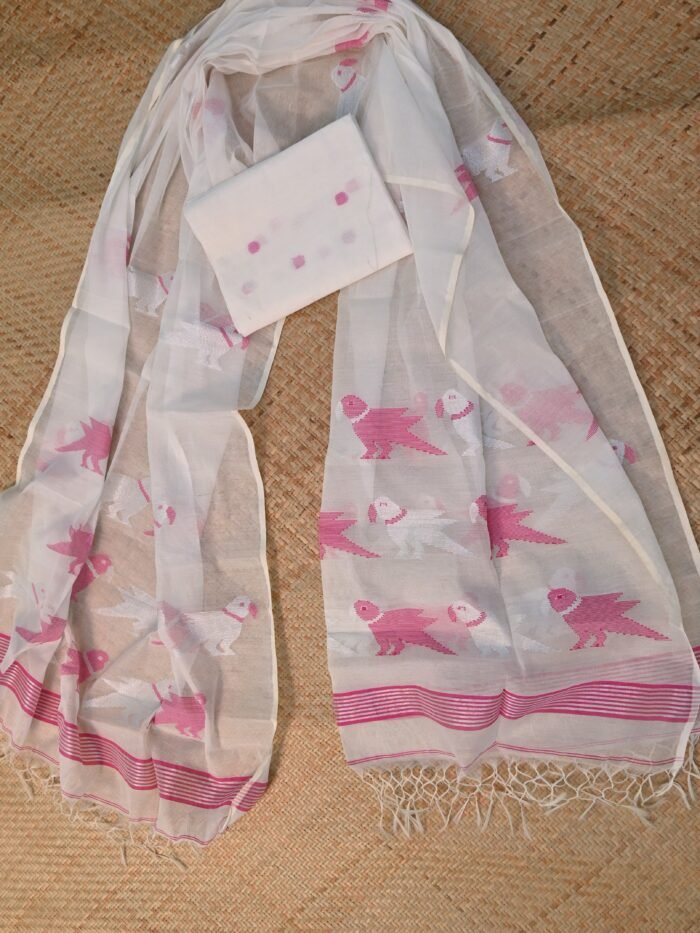 Muslin Jamdani Suit (UNSTITCHED) – Elegant 2-Piece Set