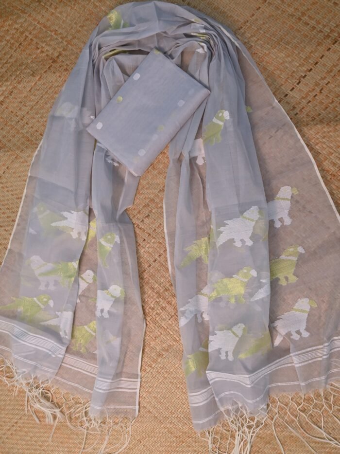 Muslin Jamdani Suit (UNSTITCHED) – Elegant 2-Piece Set