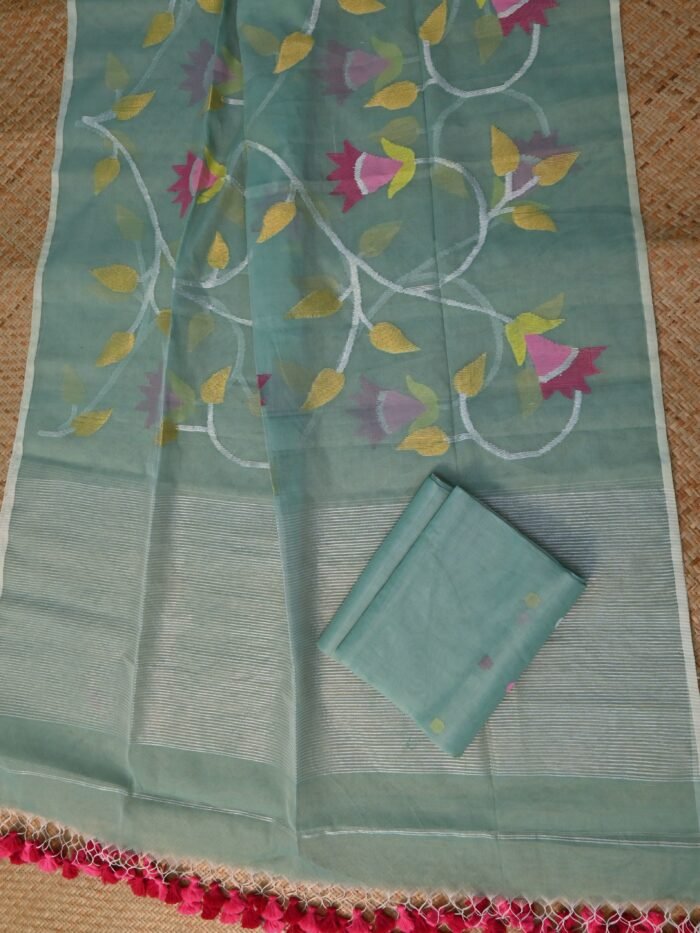 Pure Muslin Jamdani Unstitched Suit Set – Elegant 2-Piece