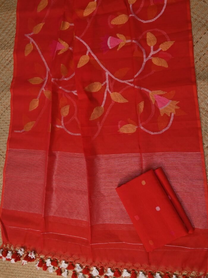 Pure Muslin Jamdani Unstitched Suit Set – Elegant 2-Piece