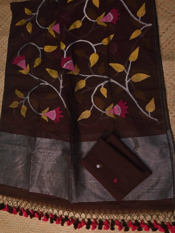 Pure Muslin Jamdani Unstitched Suit Set – Elegant 2-Piece