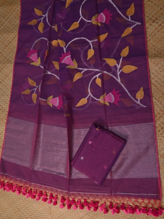 Pure Muslin Jamdani Unstitched Suit Set – Elegant 2-Piece