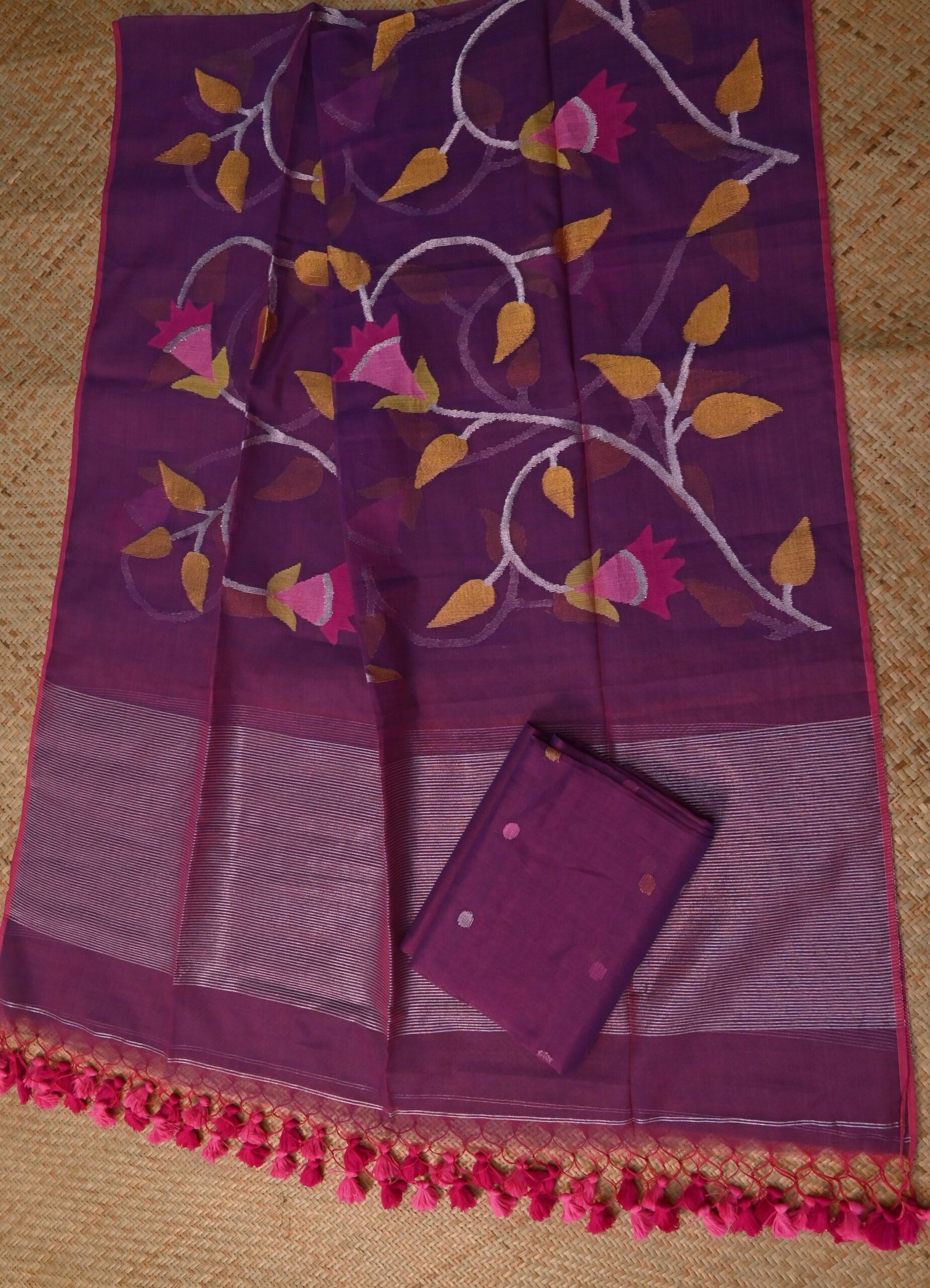 Pure Muslin Jamdani Unstitched Suit Set – Elegant 2-Piece