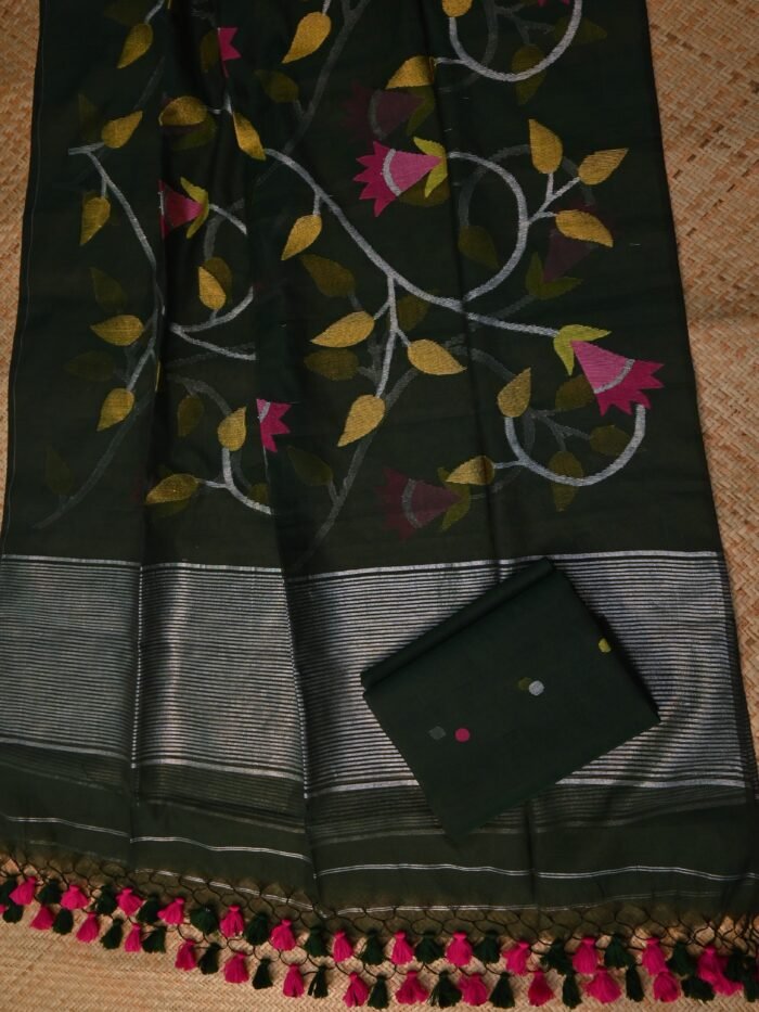 Pure Muslin Jamdani Unstitched Suit Set – Elegant 2-Piece