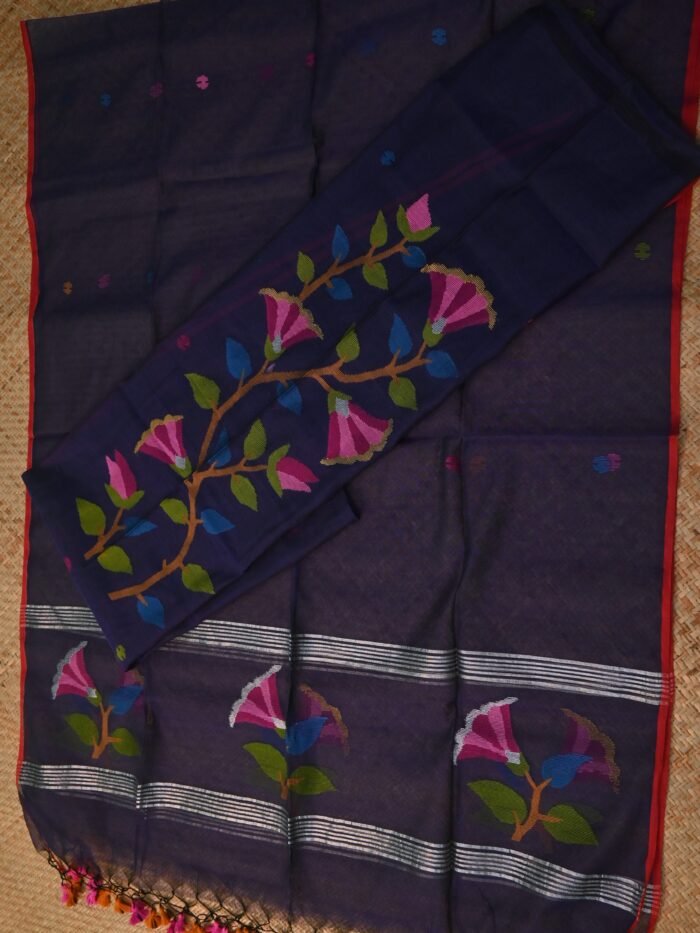 Muslin Jamdani Unstitched Suit Set – Floral Elegance (2-Piece)