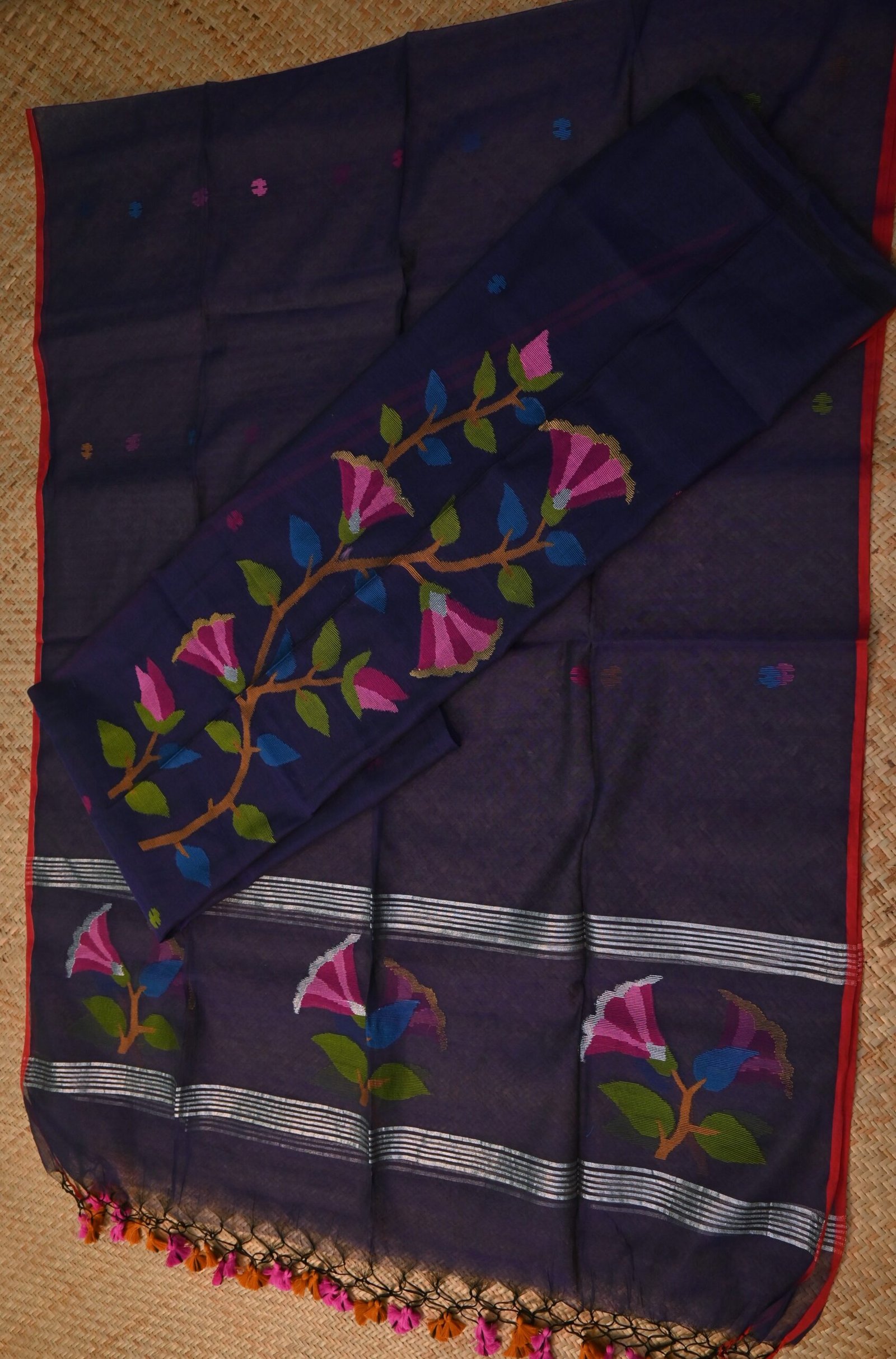 Muslin Jamdani Unstitched Suit Set – Floral Elegance (2-Piece)