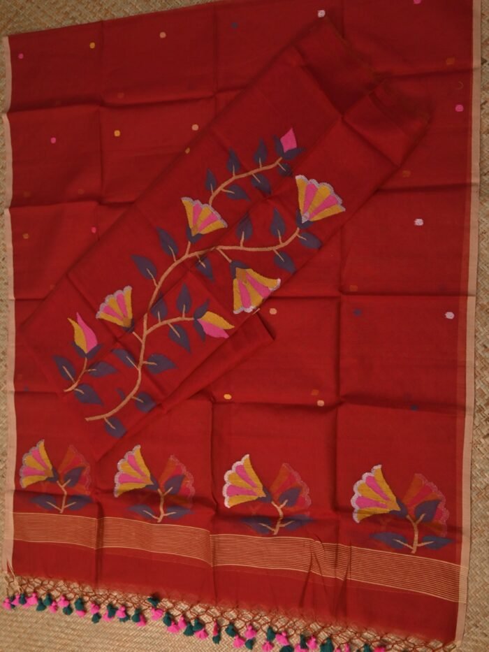 Muslin Jamdani Unstitched Suit Set – Floral Elegance (2-Piece)