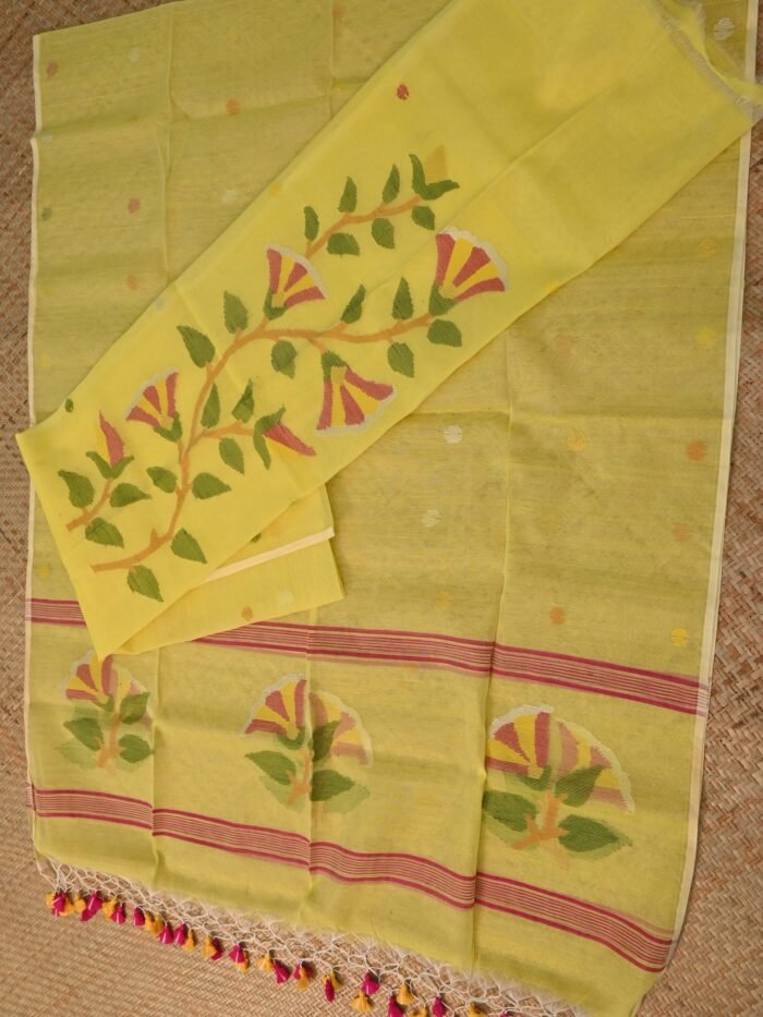 Muslin Jamdani Unstitched Suit Set – Floral Elegance (2-Piece)