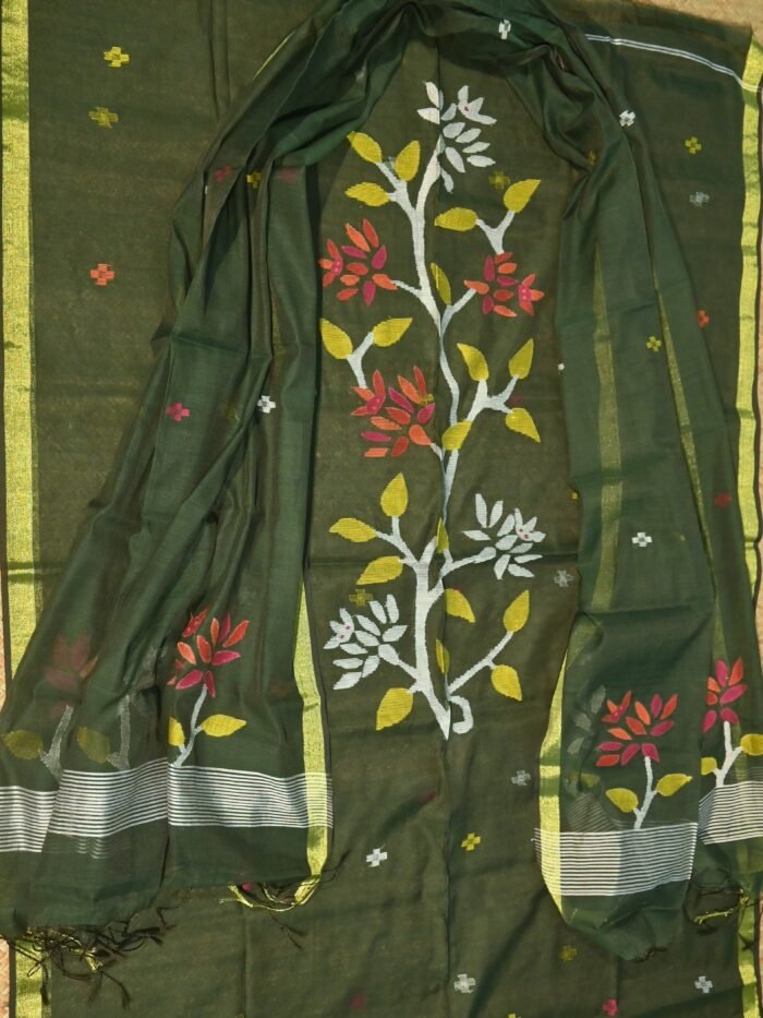 Muslin Jamdani Suit (UNSTITCHED) – Elegant 2-Piece Set