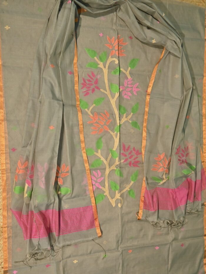 Muslin Jamdani Suit (UNSTITCHED) – Elegant 2-Piece Set