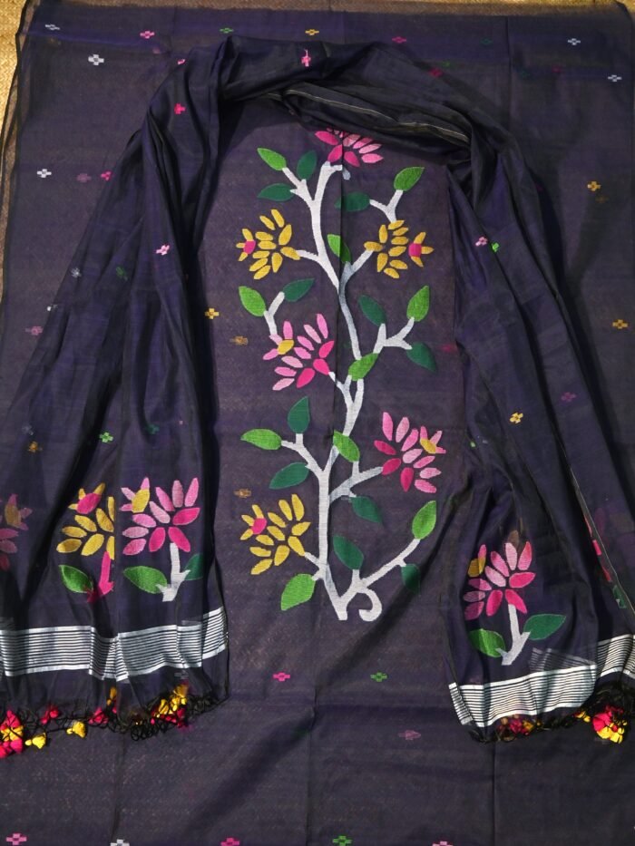 Muslin Jamdani Suit (UNSTITCHED) – Elegant 2-Piece Set