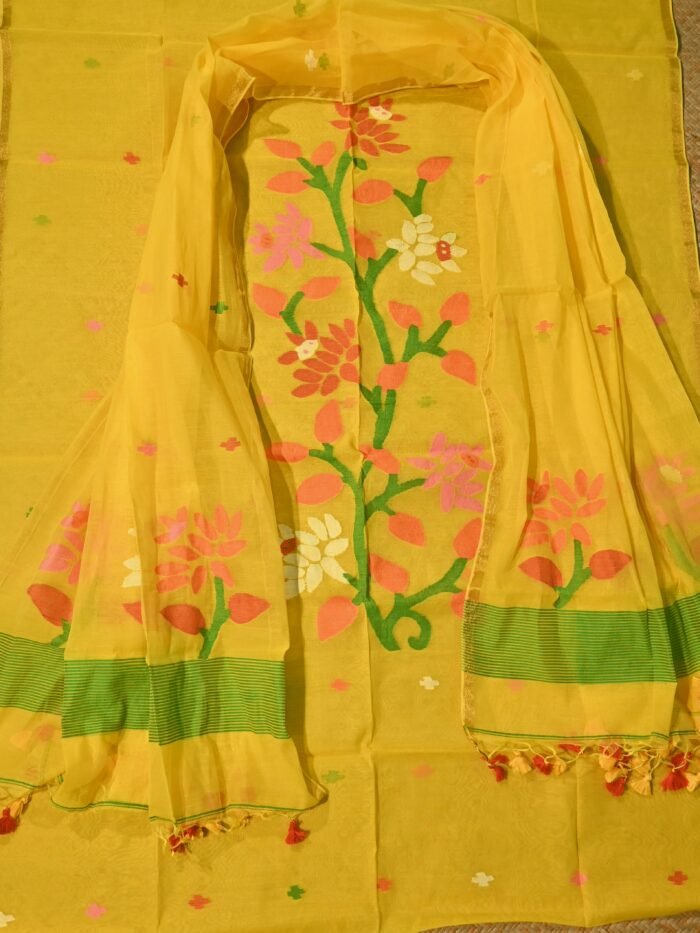 Muslin Jamdani Suit (UNSTITCHED) – Elegant 2-Piece Set