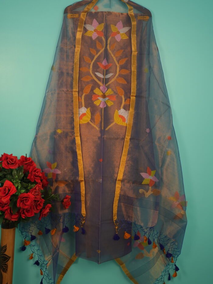 Tissue Jamdani Suit (Unstitched) – Elegant 2-Piece Set