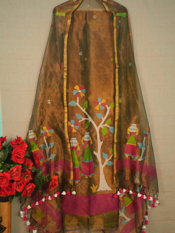 Tissue Jamdani Suit (Unstitched) – Elegant 2-Piece Set