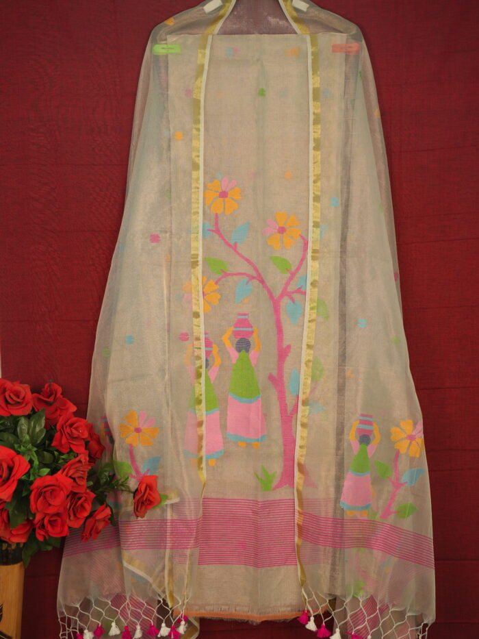 Tissue Jamdani Suit (Unstitched) – Elegant 2-Piece Set