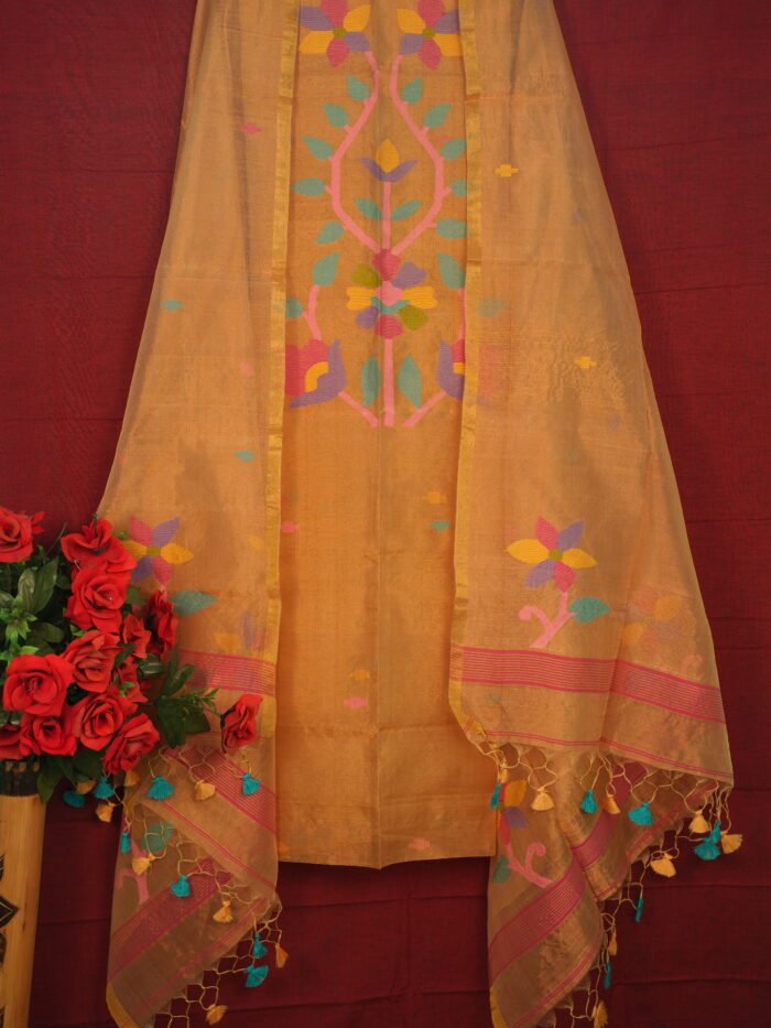 Tissue Jamdani Suit (Unstitched) – Elegant 2-Piece Set