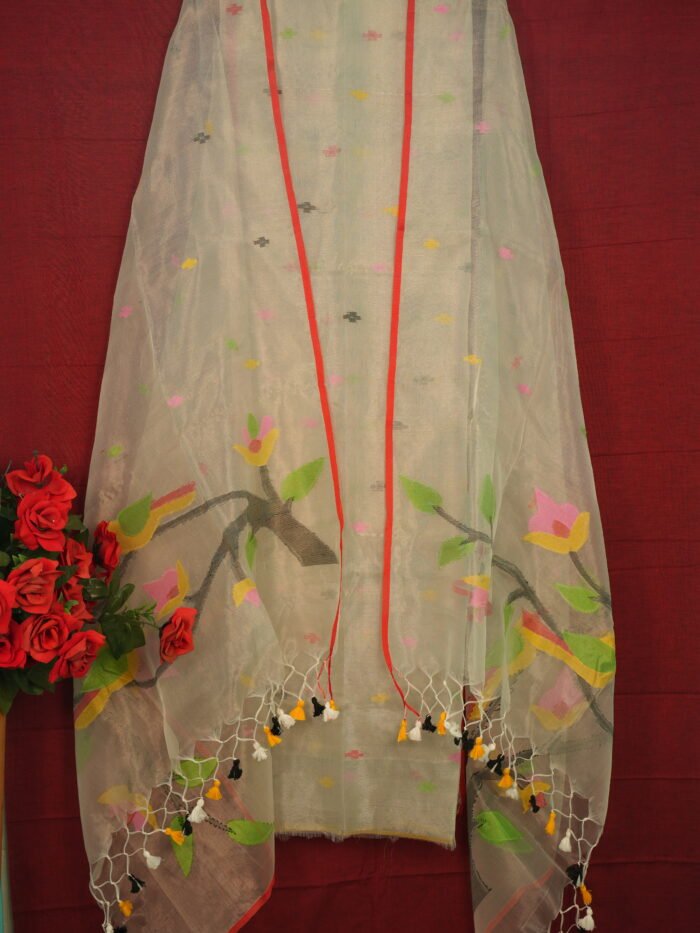 Tissue Jamdani Suit (Unstitched) – Elegant 2-Piece Set