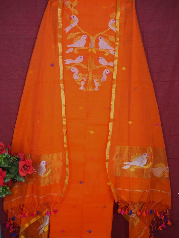 Muslin Jamdani Suit (UNSTITCHED) – Elegant 2-Piece Set