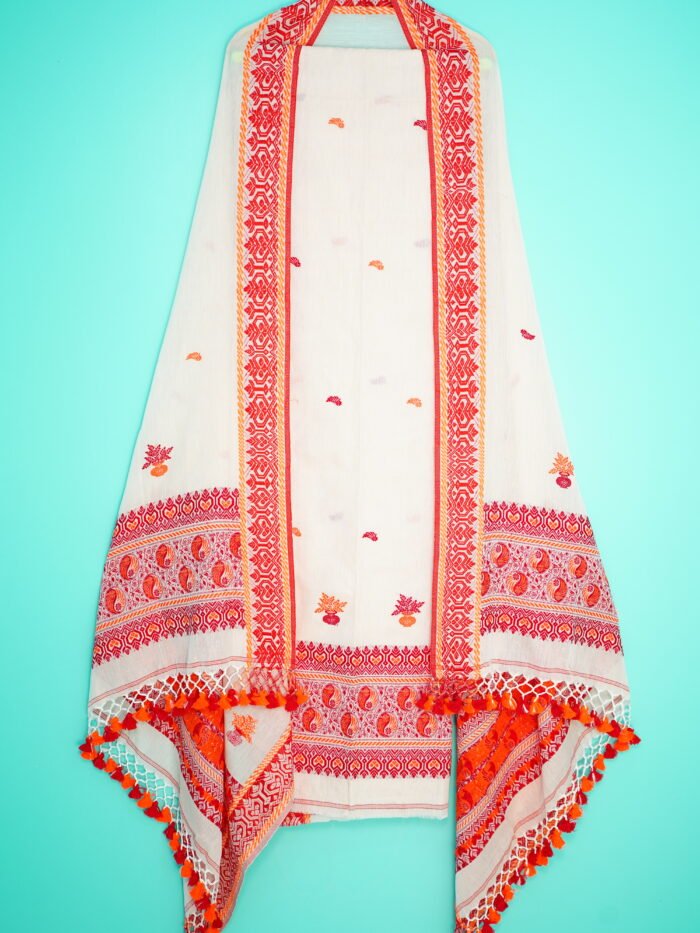 Pure Cotton Jamdani Suit (UNSTITCHED) – Elegant 2-Piece Set