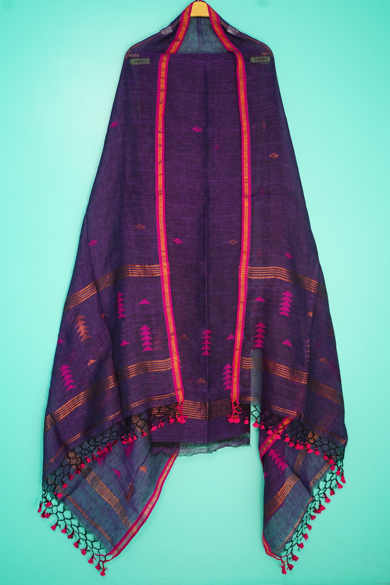 Pure Linen Unstitched Jamdani Suit – Elegant 2-Piece Set