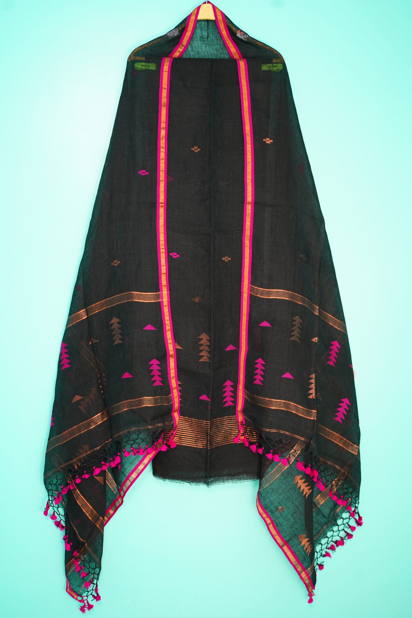 Pure Linen Unstitched Jamdani Suit – Elegant 2-Piece Set