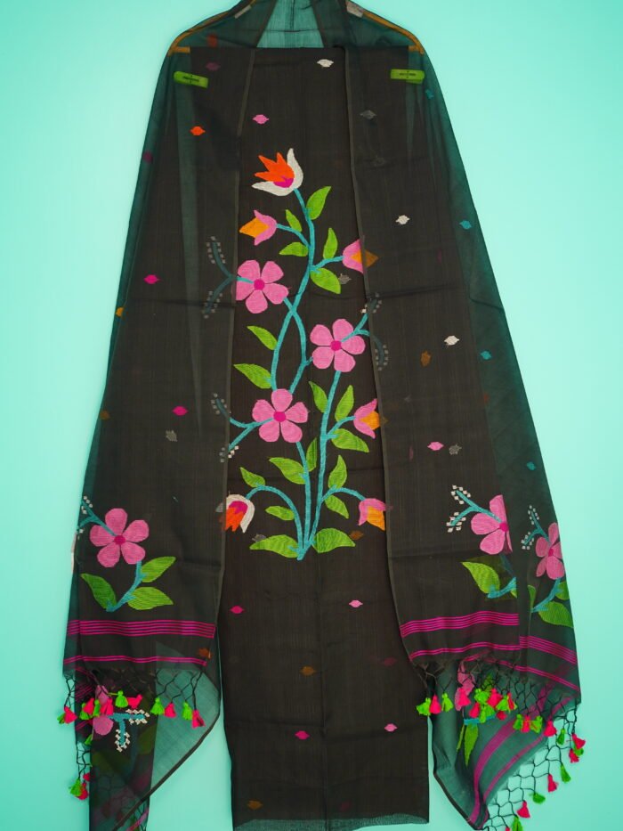 Muslin Jamdani Suit (UNSTITCHED) – Elegant 2-Piece Set