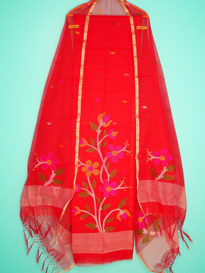 Muslin Jamdani Suit (UNSTITCHED) – Elegant 2-Piece Set