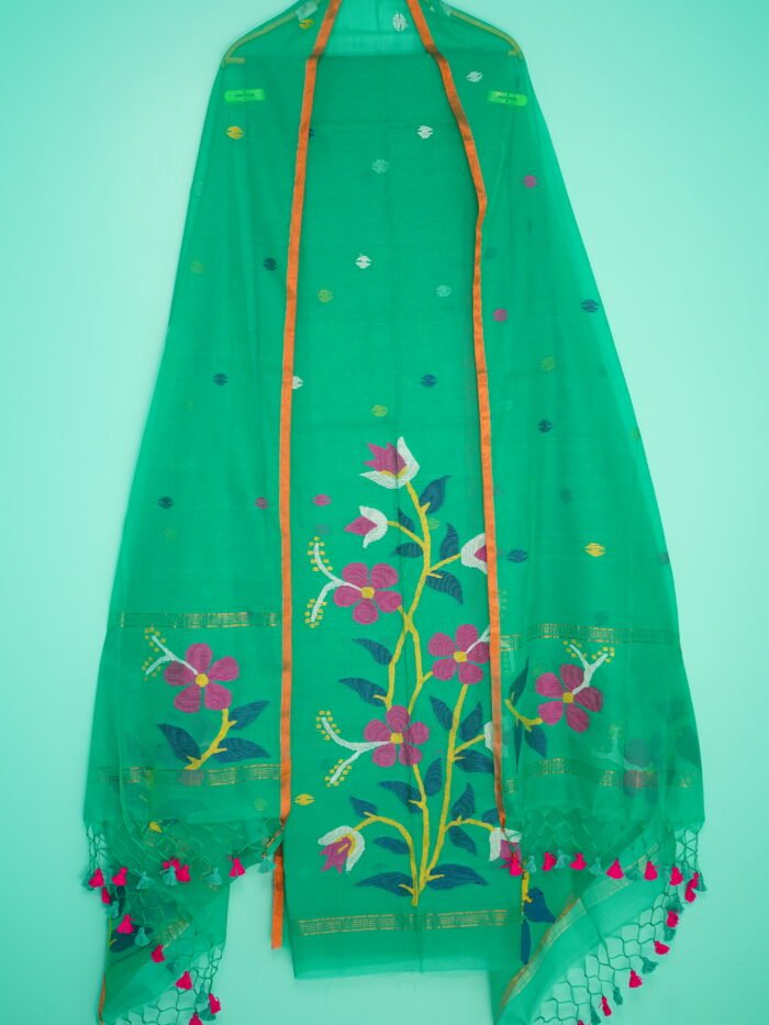 Muslin Jamdani Suit (UNSTITCHED) – Elegant 2-Piece Set