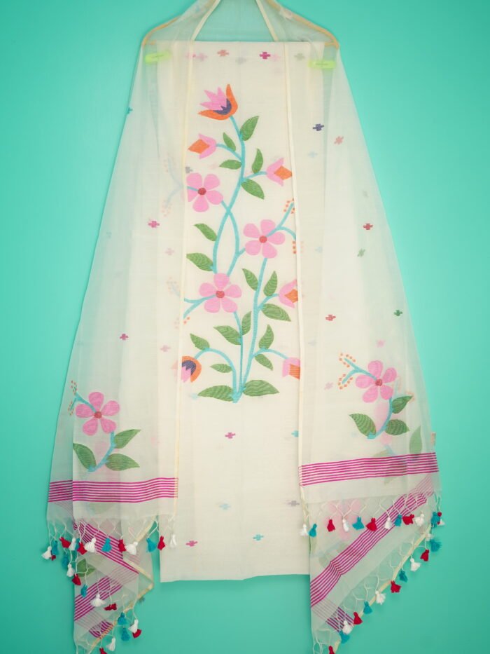 Muslin Jamdani Suit (UNSTITCHED) – Elegant 2-Piece Set