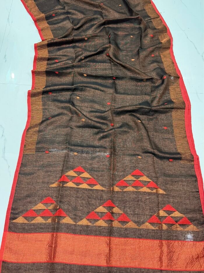 Handwoven Linen Tissue Saree with Blouse Piece