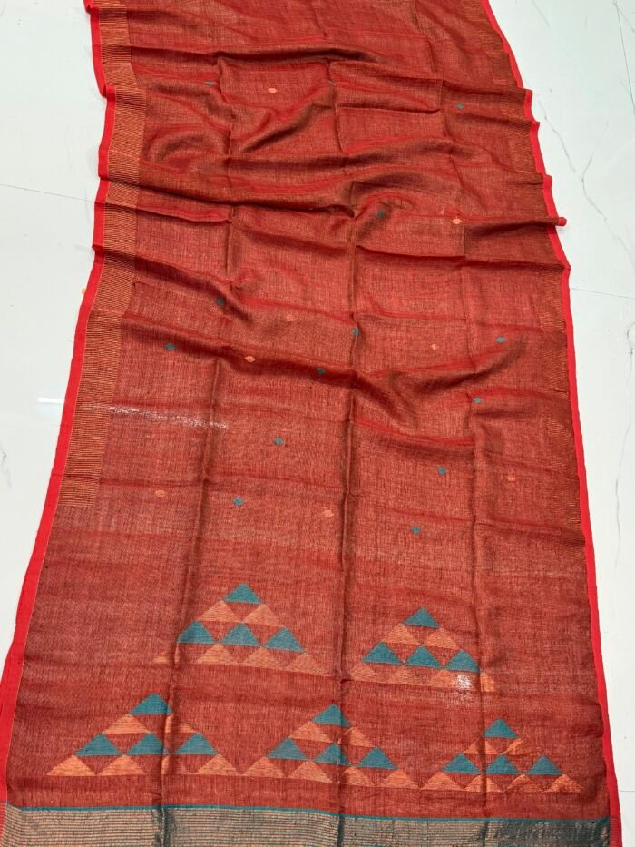 Handwoven Linen Tissue Saree with Blouse Piece